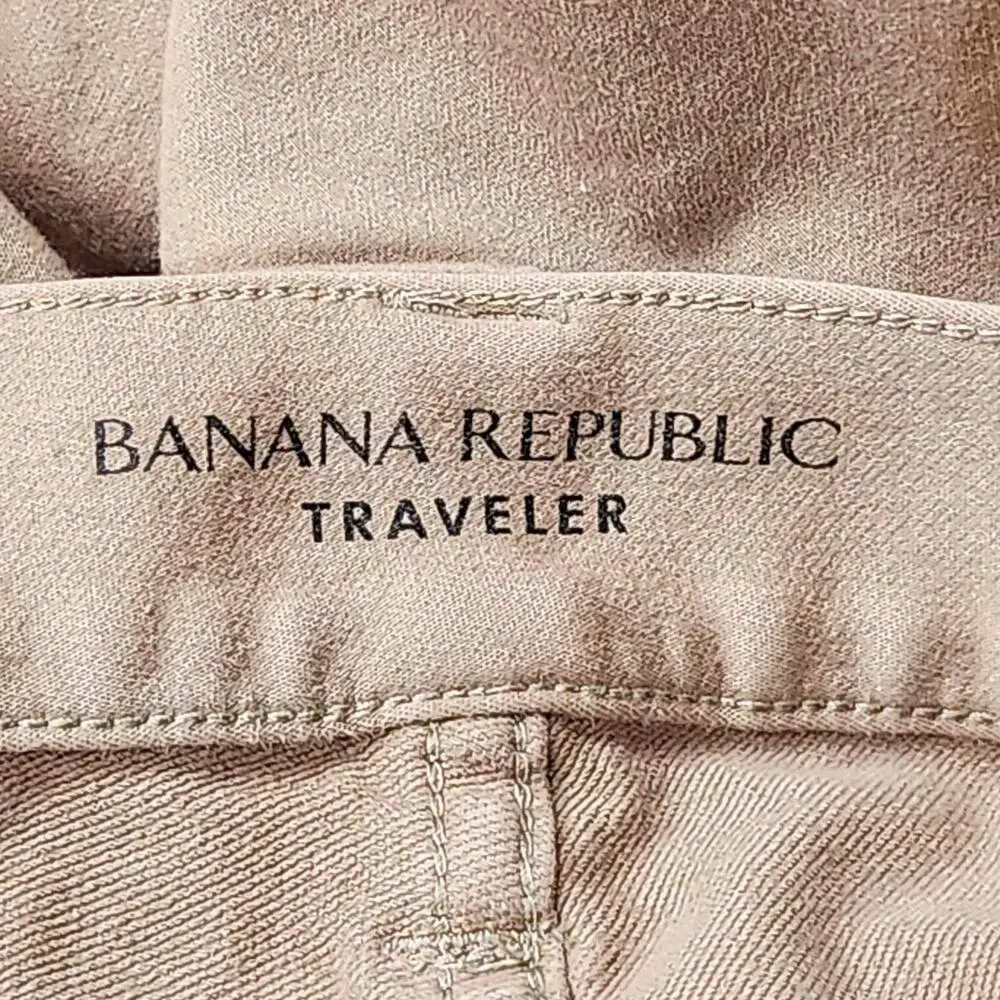 Banana Republic Slim Traveler Jeans Mens 38x32 Beige Slim Straight Stretch Denim